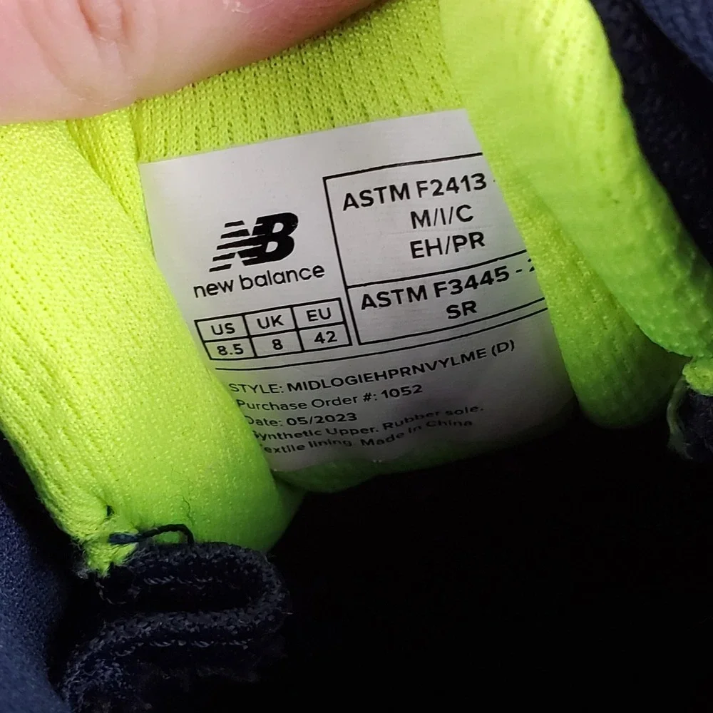 New Balance Logic Mens Work Shoe Sz 8.5 Navy Blue Composite Toe Safety Sneaker
